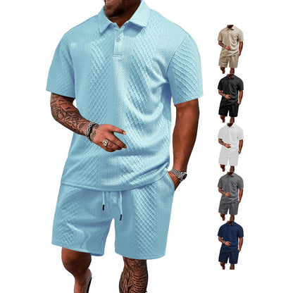 Men's Summer Running Polo Shirt and Shorts Set