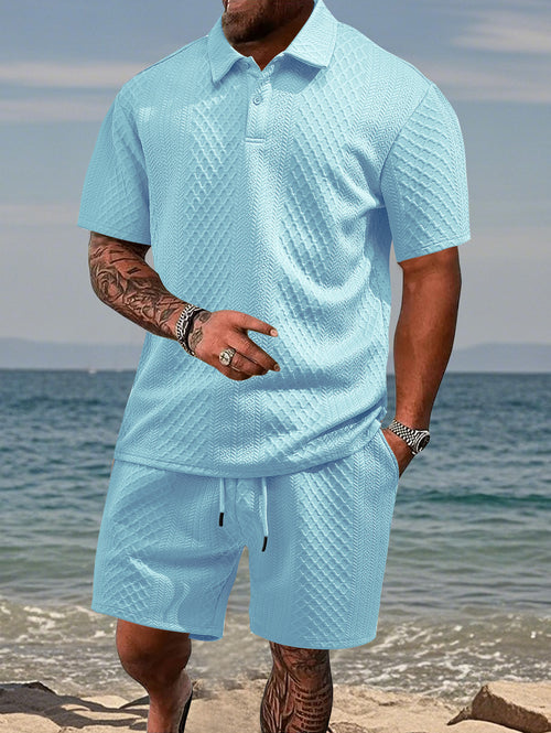 Men's Summer Running Polo Shirt and Shorts Set