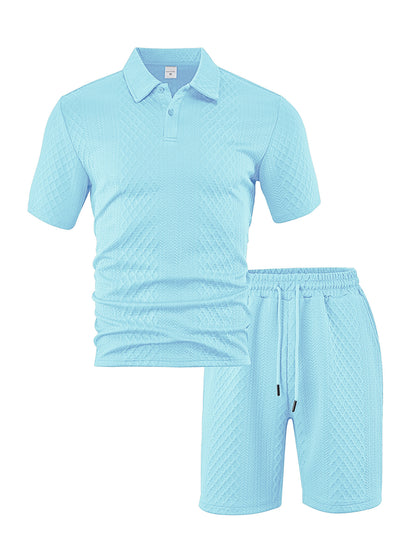 Men's Summer Running Polo Shirt and Shorts Set