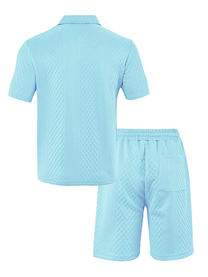 Men's Summer Running Polo Shirt and Shorts Set