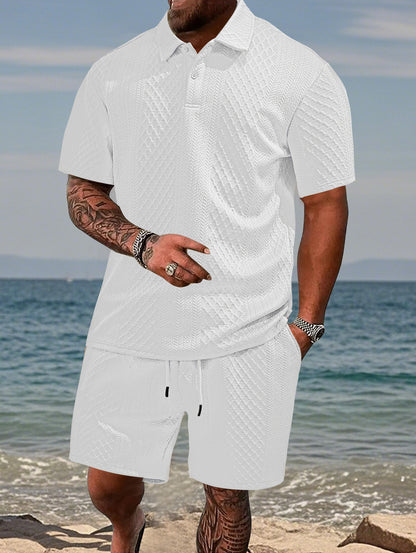 Men's Summer Running Polo Shirt and Shorts Set