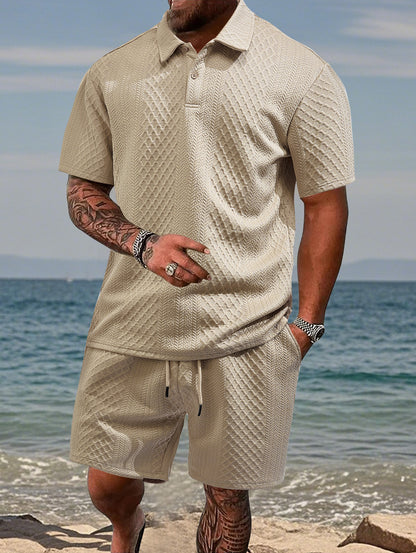 Men's Summer Running Polo Shirt and Shorts Set