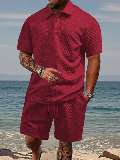 Men's Summer Running Polo Shirt and Shorts Set
