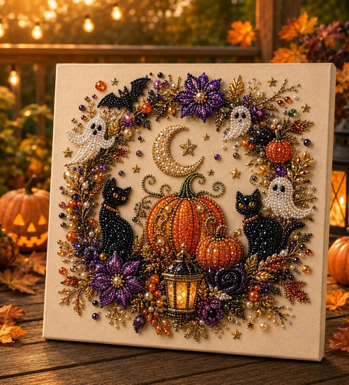 👻Halloween Pearl Art DIY Kit✨Turn Tiny Pearls into Spooky-Cute Magic