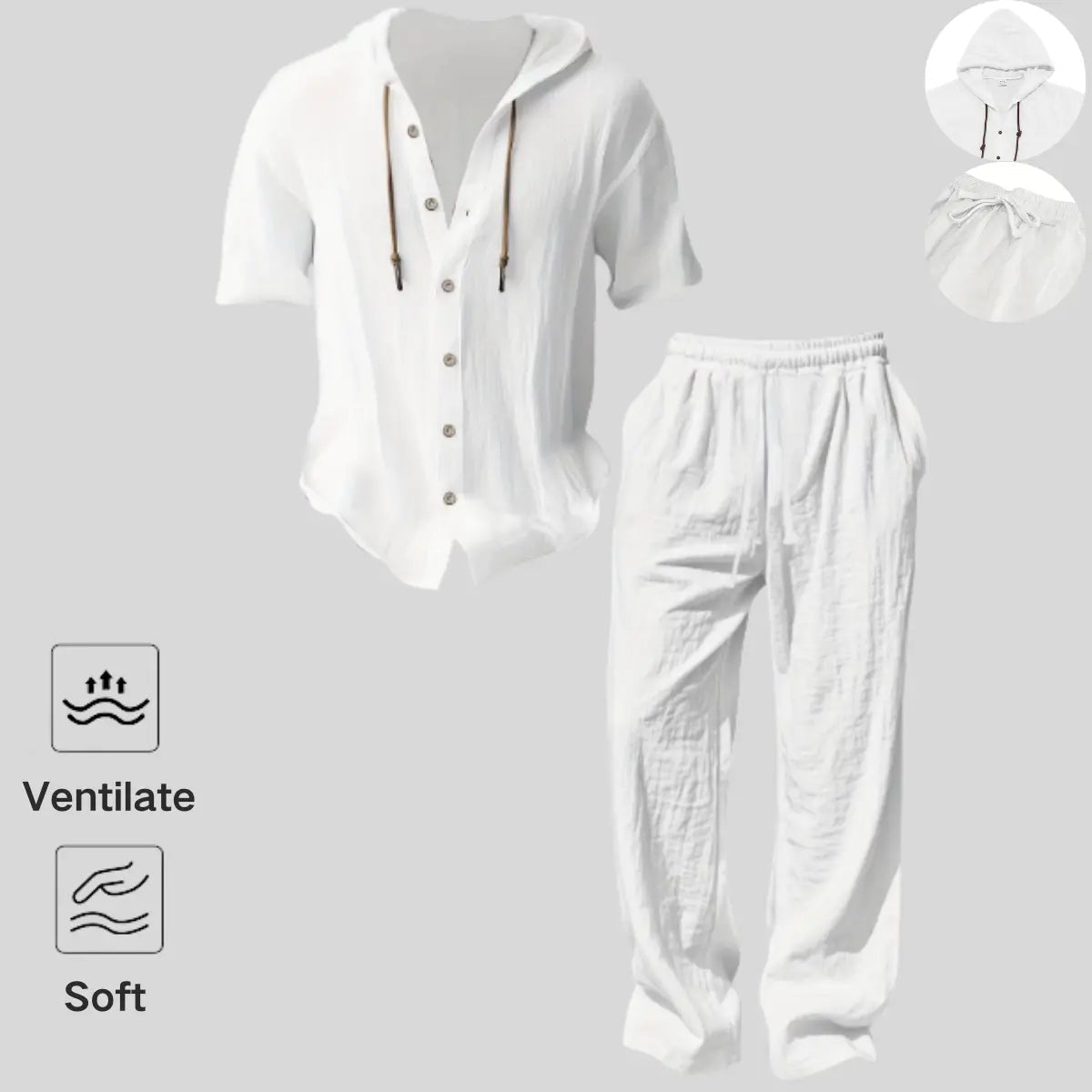 Men’s lightweight two-piece set with a hood for summer wear