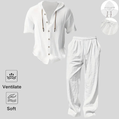 Men’s lightweight two-piece set with a hood for summer wear