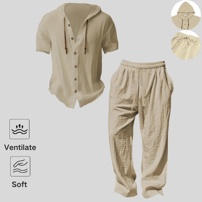 Men’s lightweight two-piece set with a hood for summer wear