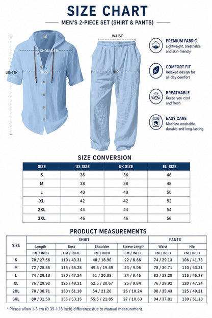 Men’s lightweight two-piece set with a hood for summer wear