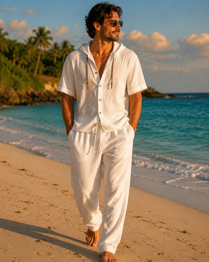 Men’s lightweight two-piece set with a hood for summer wear