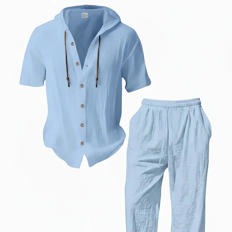 Men’s lightweight two-piece set with a hood for summer wear