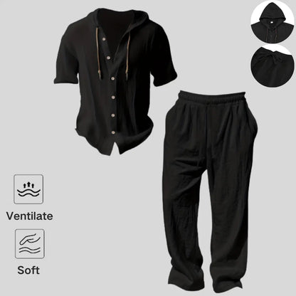 Men’s lightweight two-piece set with a hood for summer wear